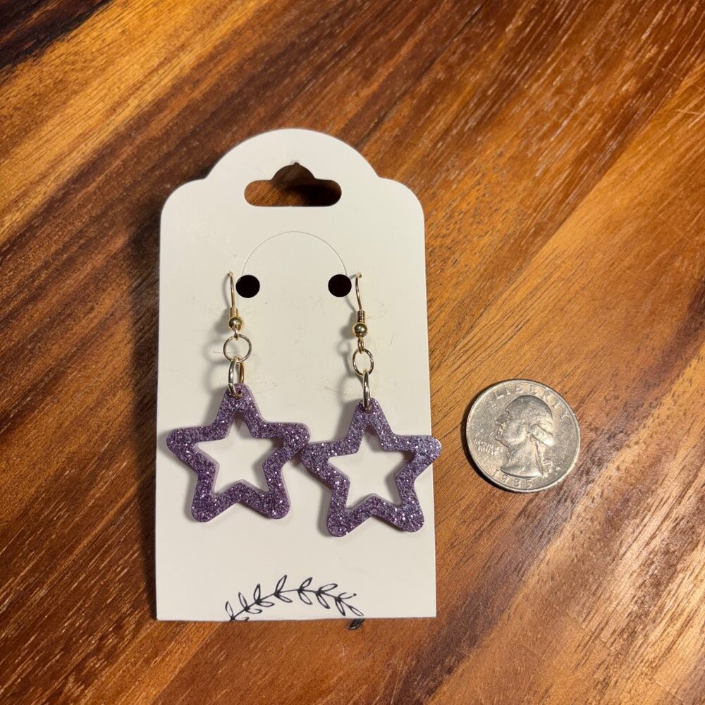 Shimmering Purple Star Earrings